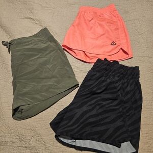 Set of Three Athletic Shorts in Green, Pink, and Black | XL